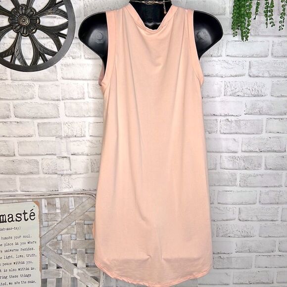 Reborn J Peach Button Down Tie Tank Top Shirt Size Small Medium Hi Lo Boho - Picture 3 of 4